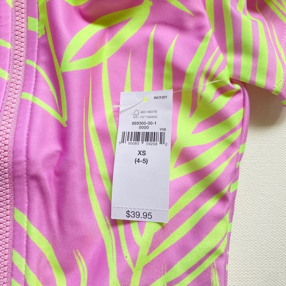 NWT Gap GapKids Girl's Recycled Rash Guard Short Sleeve One-Piece Swimsuit (XS)